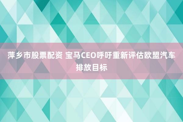 萍乡市股票配资 宝马CEO呼吁重新评估欧盟汽车排放目标